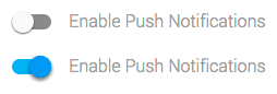 Example of enabled and disabled push messaging UX in Chrome