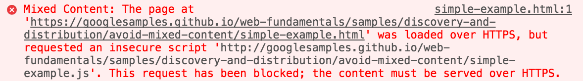 Mixed Content: The page was loaded over HTTPS, but requested an insecure script. This request has been blocked; the content must be served over HTTPS.
