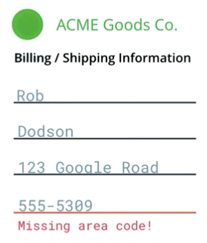 an input form with an added error message for clarity