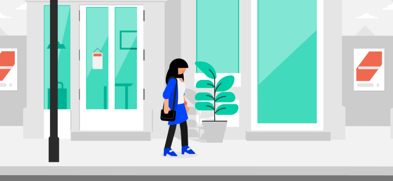 Data we use to show more interesting ads Woman walking down street