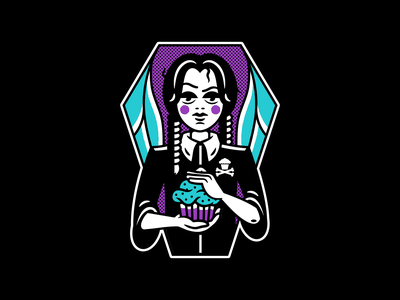 Wednesday. girl goth spooky halloween addams family wednesday logo graphic design typography vector corey reifinger illustration johnny cupcakes